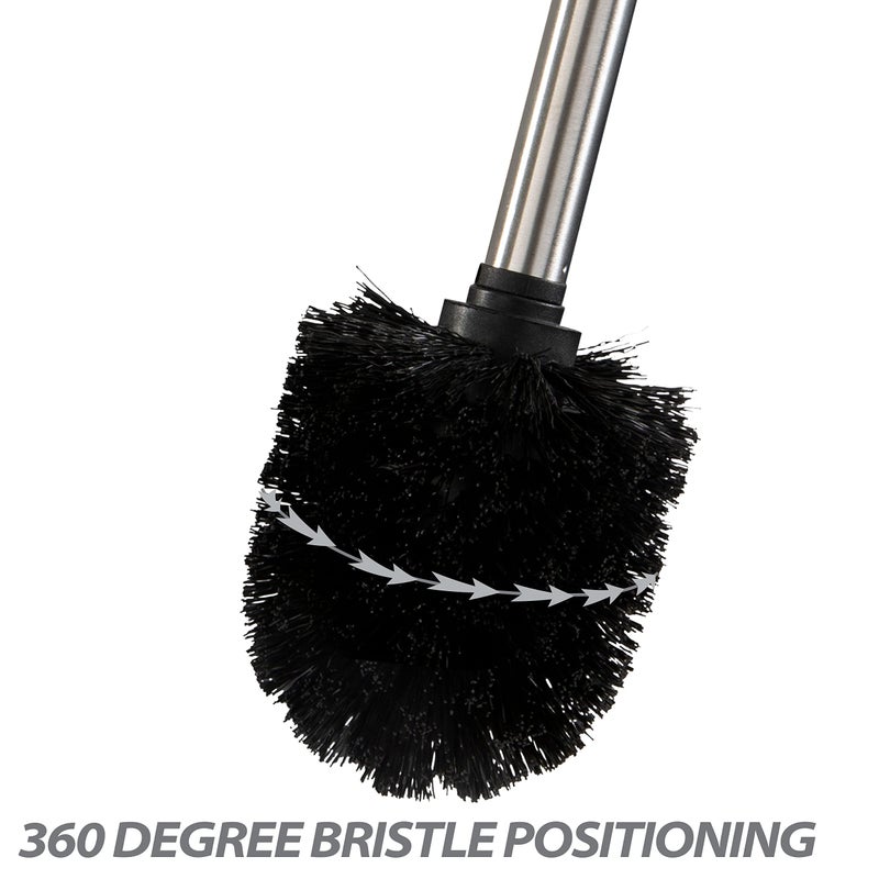 Bath Bliss Toilet Brush and Holder | Self Closing Lid | 360 Degree Brush Head | Bathroom Cleaning | Compact Size | Storage and Organization | Matte Black - Image 5